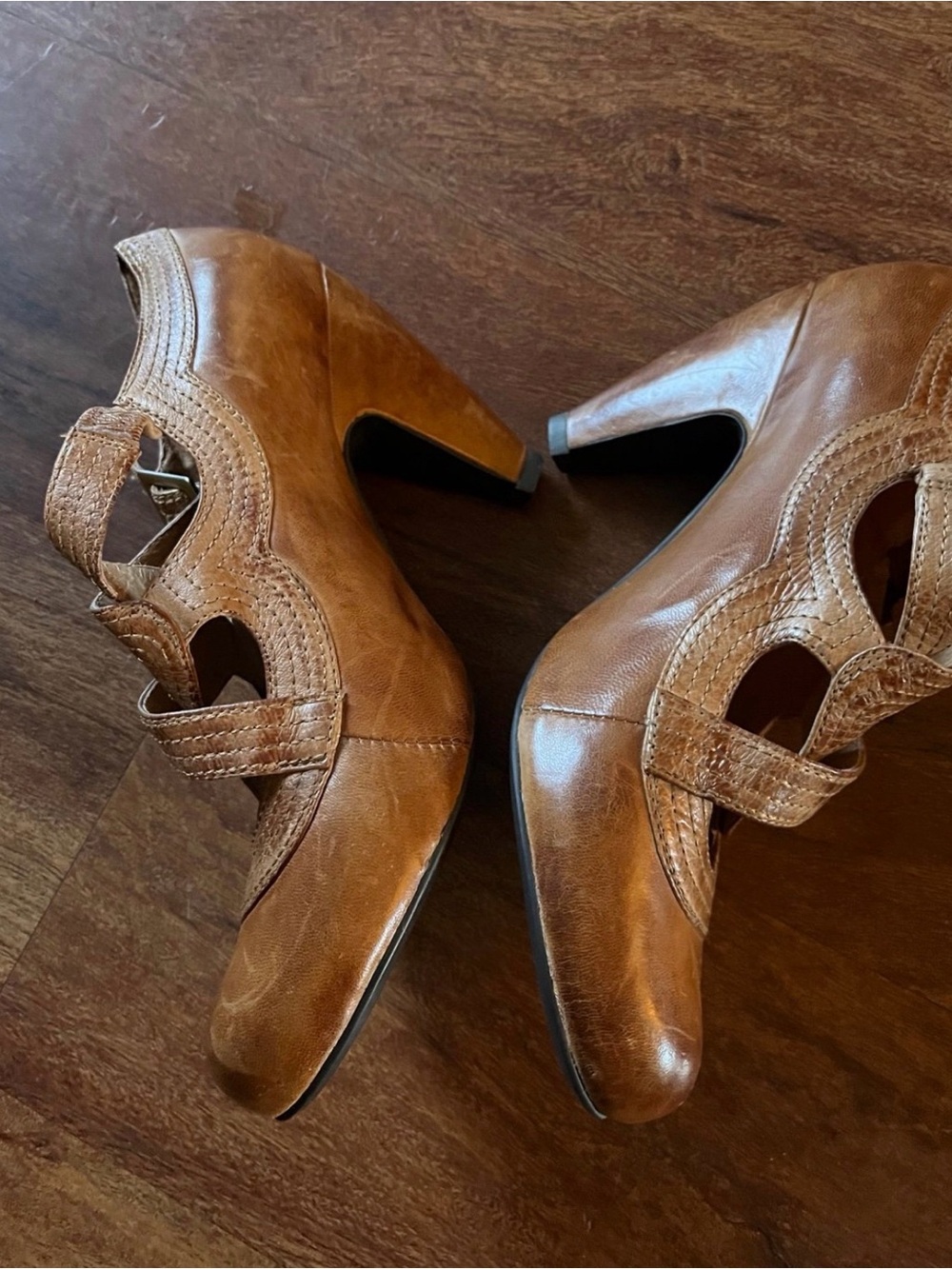 Miz Mooz Cognac Cutout Mary Jane Heels